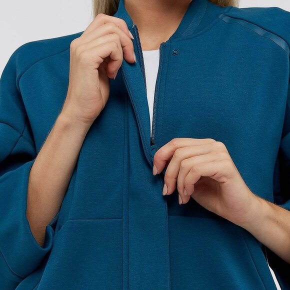 ADIDAS BP9354 Z.N.E. MODERN Knit Bomber JACKET Petrol Night XS - Picture 5 of 15